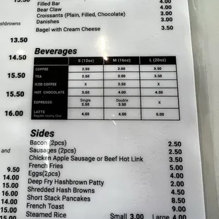 menu