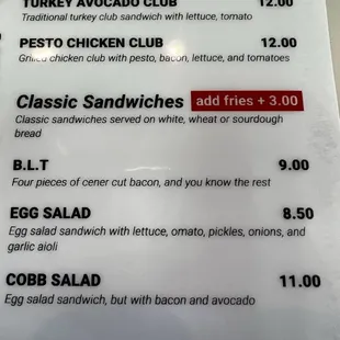 menu