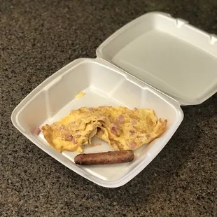 This is my ham and cheese omelette I had at all star Coney Island. I also got sausage. Both VERY WELL COOKED!!!!