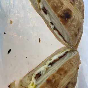 Bacon, egg and cheese croissant - so good!