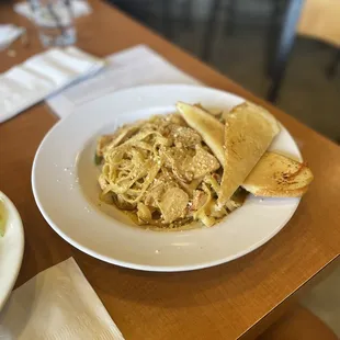 Cajun chicken pasta. Decent flavor for pasta from a sports bar! Huge portion, my husband had to help me finish eating