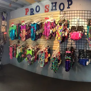 Pro shop leotards and shorts
