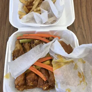 All Star Hotwings on Union Ave. in Memphis, TN! *Honey Hot &amp; Seasoned Wings w/ Seasoned Fries*