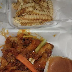 This was my order.  I asked for honey, hot drums, and seasoned fries. The season wasn&apos;t on my fries. I wasn&apos;t pleased with my food at all.