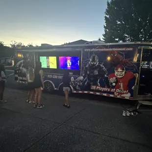 The birthday girl loved our outside gaming station .