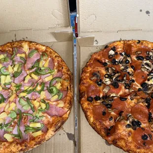 two pizzas in a box