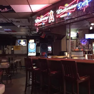 seating and neon signs