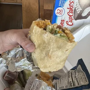 View of half burrito