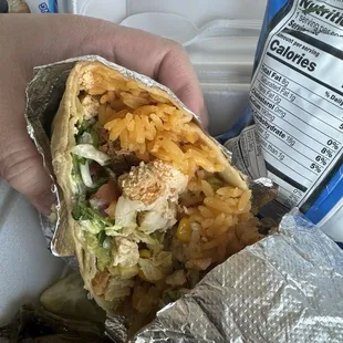 Inside chicken burrito