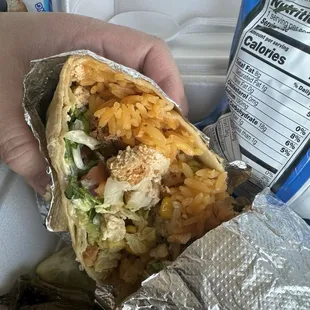 Inside chicken burrito