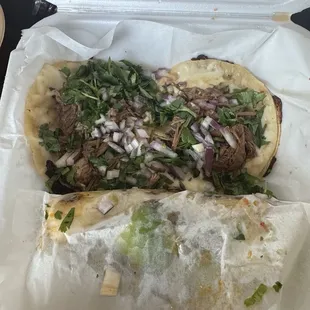Top view of birria taco