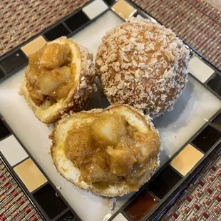 Dragon Eggs. Chicken curry inside a special fried batter.