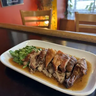 Roasted grilled duck with Chinese 5 spice gravy