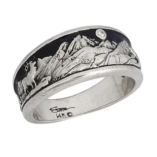 White gold Pikes Peak Mountain Band with elk.