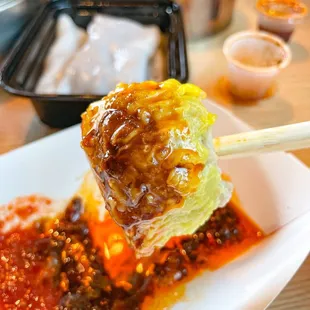 Shumai and chili oil