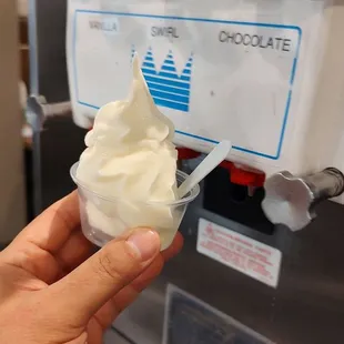 Soft serve machine.  Vanilla, chocolate or swirl.