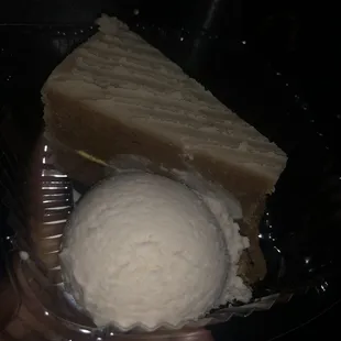 a piece of cake and ice cream