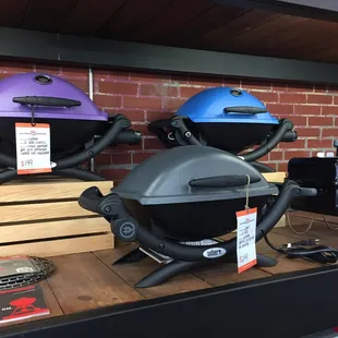 a variety of grills on display