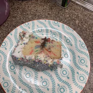 a slice of cake on a plate