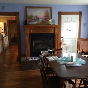 Imagine a warm fire in the fireplace in the living room.