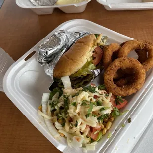 Smash burger with two sides