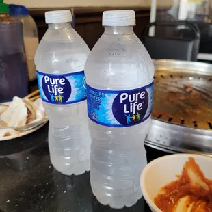 Free bottled water given after paying for bill to take with you.