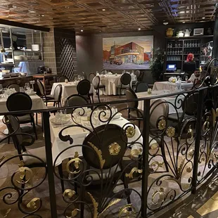 a view of a dining room