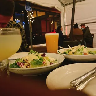 Atwater Salad and Caesar Salad With the Eastsider cocktail