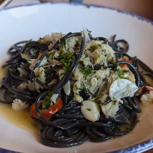 Pasta Nero with Dungeness crab