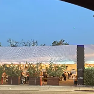 Large Outdoor seating in the parking lot