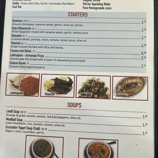 Appetizer menu as of 1/21/2023