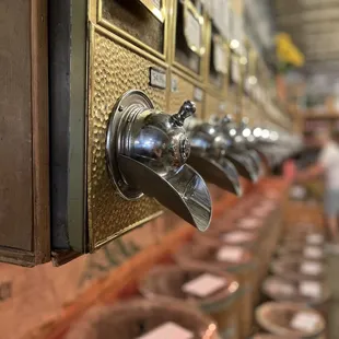 a row of coffee machines