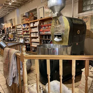 a coffee grinder in a coffee shop