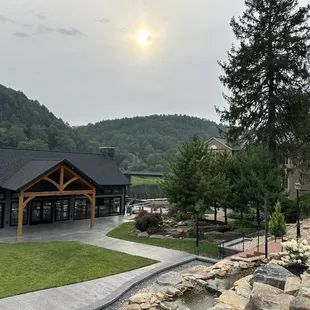 a view of the restaurant from the top of the hill