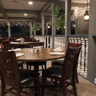 tables and chairs in a restaurant