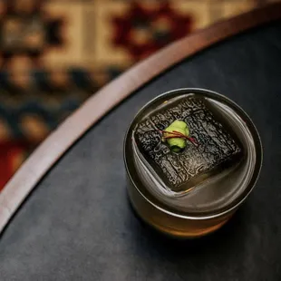 a small piece of food on a table