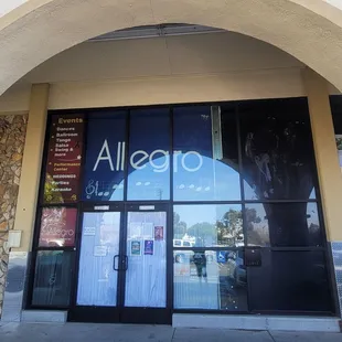 Allegro banners contain their hours, events and what they offer.
