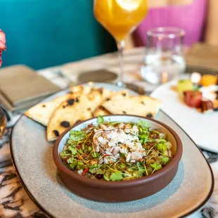 CRAB &amp; CELERY

Crab, octopus, celery, baba ghanoush, chimichurri, fried garlic