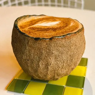 Latte featured in a locally made ceramic mug.
