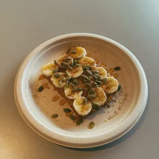 PBB&amp;H Toast (Peanut butter, Banana, Honey, Cinnamon, Pumpkin Seeds on 7 - Grain.