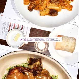 two plates of food on a table