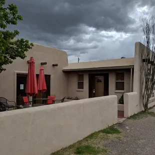 Shared patio and entrance to registration