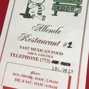 menu