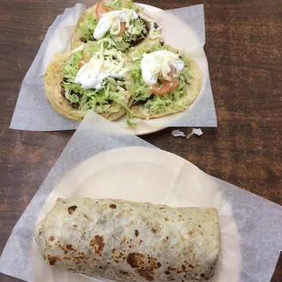 Carne asada tacos and burrito