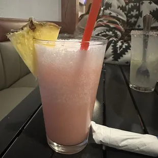 Pink piña colada. Artifical sweetner overpowered it no coconut or alcohol taste. Felt like a foamy pink lemonade.