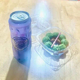 Mochinut ~ Ube Milk Tea w/ Boba, Matcha Mochi Donut