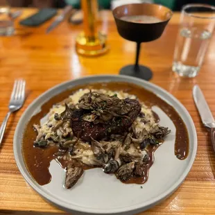 Filet Mignon w/wild mushroom Risotto