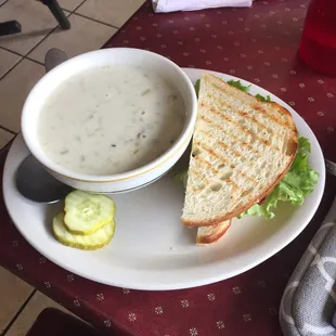 Asparagus mushroom soup! Sandwich special pimento cheese with bacon and lettuce