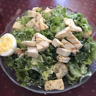 Southwest Caesar salad with chicken and egg