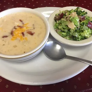Cauliflower Chowder and Broccoli Salad